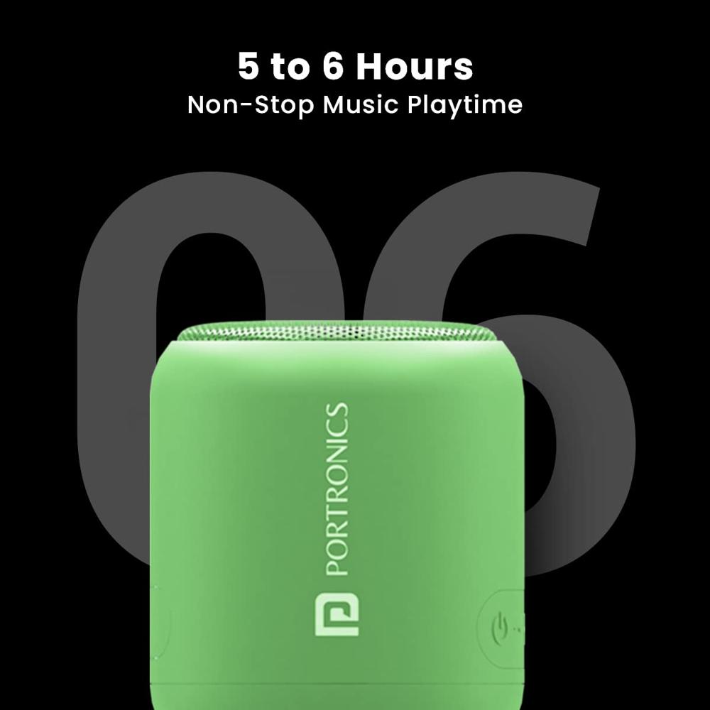 Portronics SoundDrum 1 10W TWS Portable Bluetooth 5.3 Speaker with Powerful Bass, Type C Charging Cable Included(Green)
