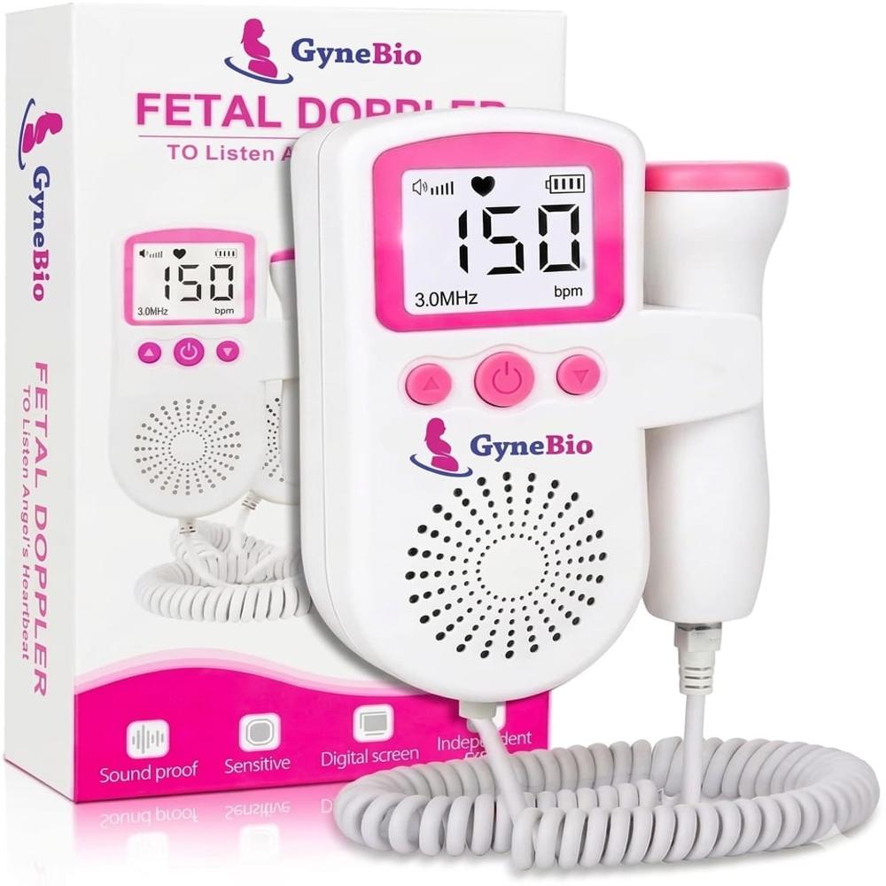 GyneBio Portable Fetal Doppler Heartbeat Monitor with in Built Speaker Handheld Fetal Doppler