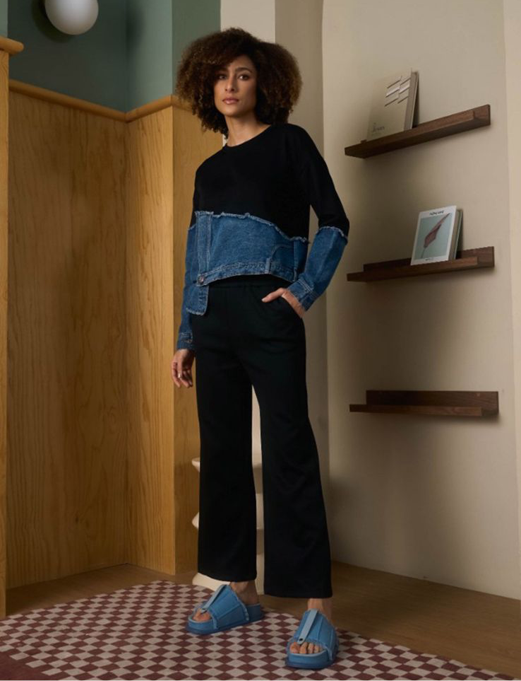 Ladies Shyne Denim Sweatshirt