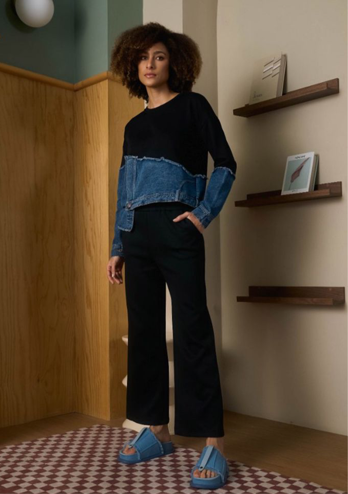 Ladies Shyne Denim Sweatshirt