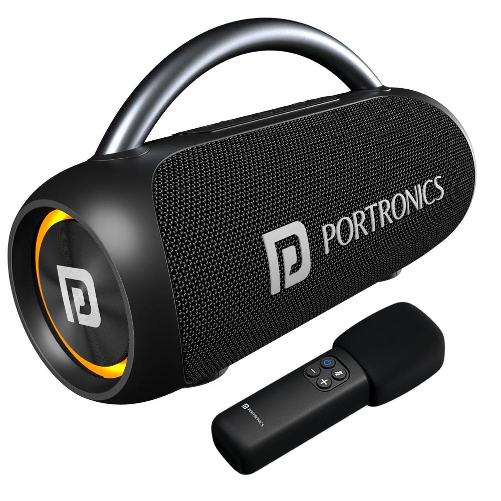 Portronics 30w Radiant 2 Portable Bluetooth Speaker With Wireless Karaoke Mic,6 Hour Playtime,hd Clarity Sound, Dual Driver, Rgb Leds, Tws Mode, Bt5.3v, Usb Drive, Aux In, Type C Fast Charging(black) - Battery Capacity: 1800 Milliampere-hour (mah)