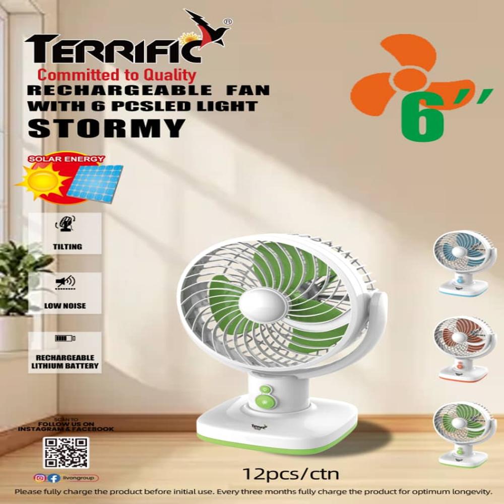 TERRIFIC RECHARGEABLE FAN AC/DC.