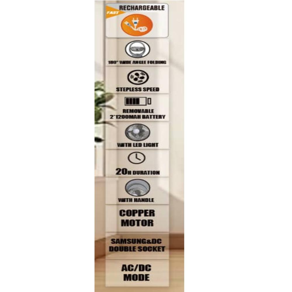 TERRIFIC RECHARGEABLE FAN AC/DC