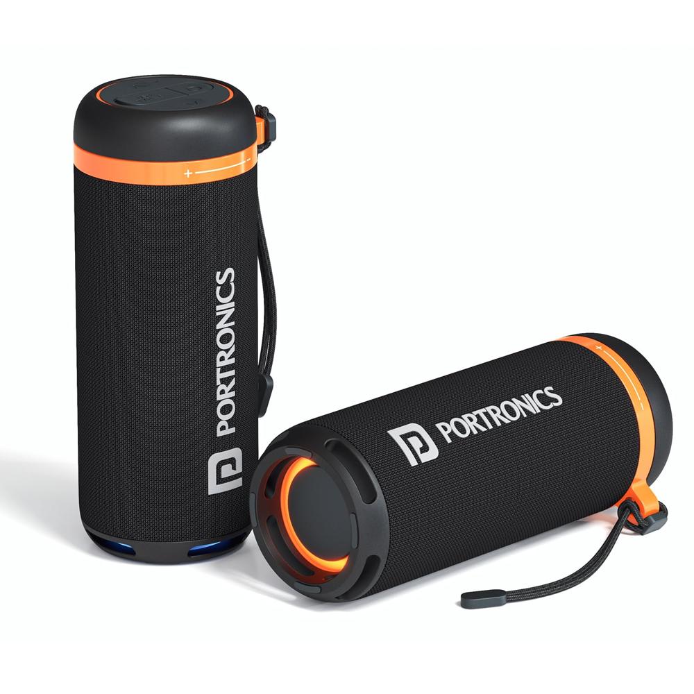 Portronics 15w Breeze 7 Wireless Bluetooth Speaker With Rotational Volume Control, Upto 6 Hours Playtime, Bluetooth 5.4v, Passive Bass Radiator, Tws Mode, Rgb Led Lights, Type C Charging(black) - Color: Black