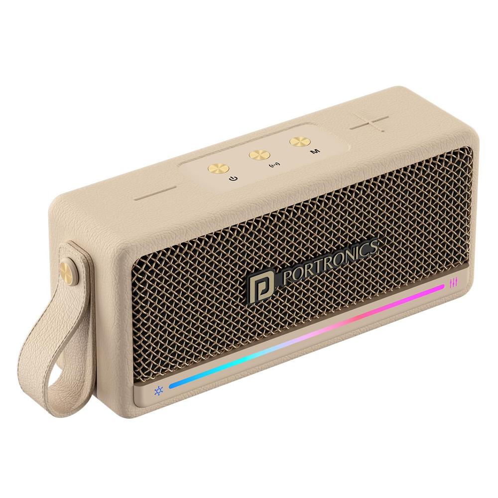 Portronics Harmony Mini 25w Hd Premium Portable Bluetooth Speaker With Subwoofer, Eq Adjustment, 6 Hours Playtime, In-built Mic,tws Mode,rgb Lights, Bluetooth V5.3, Type C Fast Charging - Body Material: Abs Plastic