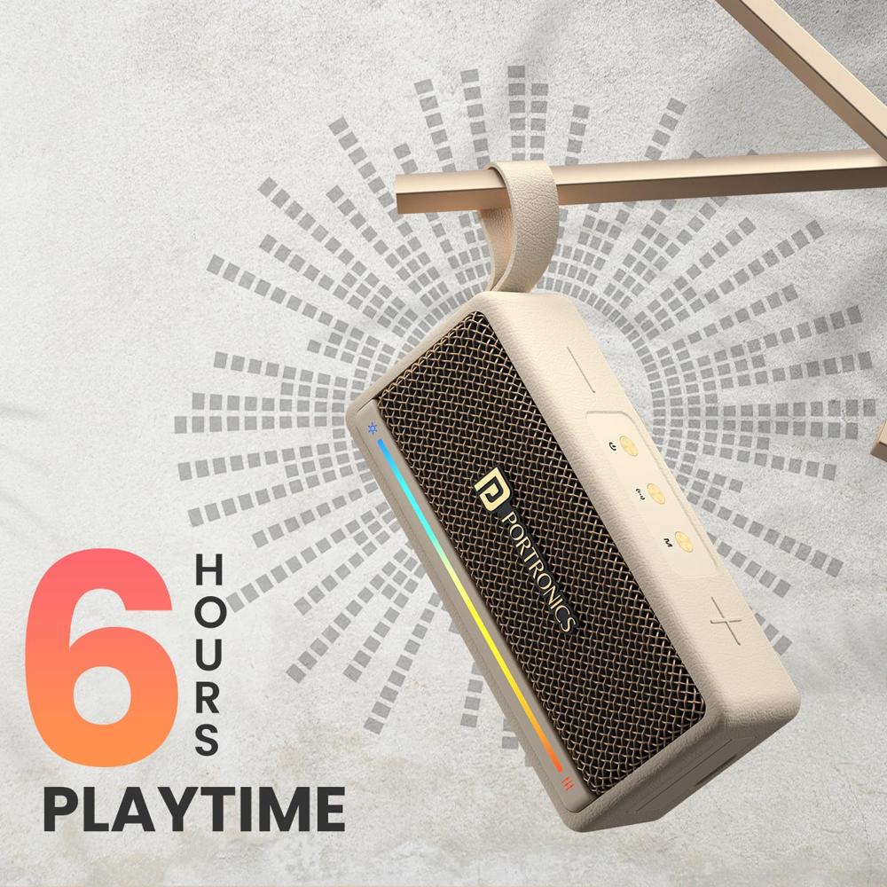 Portronics Harmony Mini 25W HD Premium Portable Bluetooth Speaker with Subwoofer, EQ Adjustment, 6 Hours Playtime, in-Built Mic,TWS Mode,RGB Lights, Bluetooth V5.3, Type C Fast Charging
