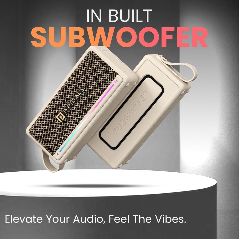 Portronics Harmony Mini 25W HD Premium Portable Bluetooth Speaker with Subwoofer, EQ Adjustment, 6 Hours Playtime, in-Built Mic,TWS Mode,RGB Lights, Bluetooth V5.3, Type C Fast Charging