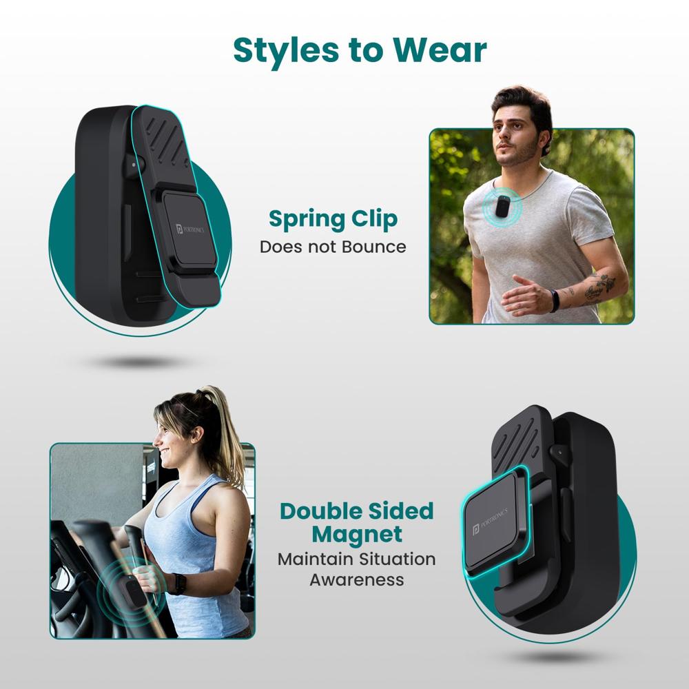 Portronics Talk Four 2W Wearable Bluetooth Speaker with Mic, Magnetic/Spring Clip-On, Upto 10Hours Playtime, IPX5 Water/Dust Resistant, Bluetooth 5.3v, Big Buttons, Portable Speaker with Microphone
