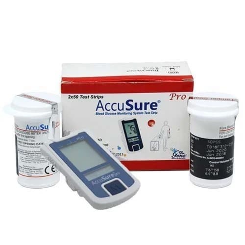 Accusure Pro Glucometer Strips - Color: White With Printed Label