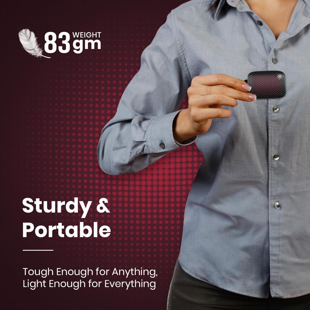 Portronics Talk Five 3W Wearable Bluetooth Speaker with Mic, Spring Clip-On, Upto 10Hours Playtime, IPX5 Water/Dust Resistant, Bluetooth 5.3v, Big Buttons, Portable Speaker with Microphone (Black)