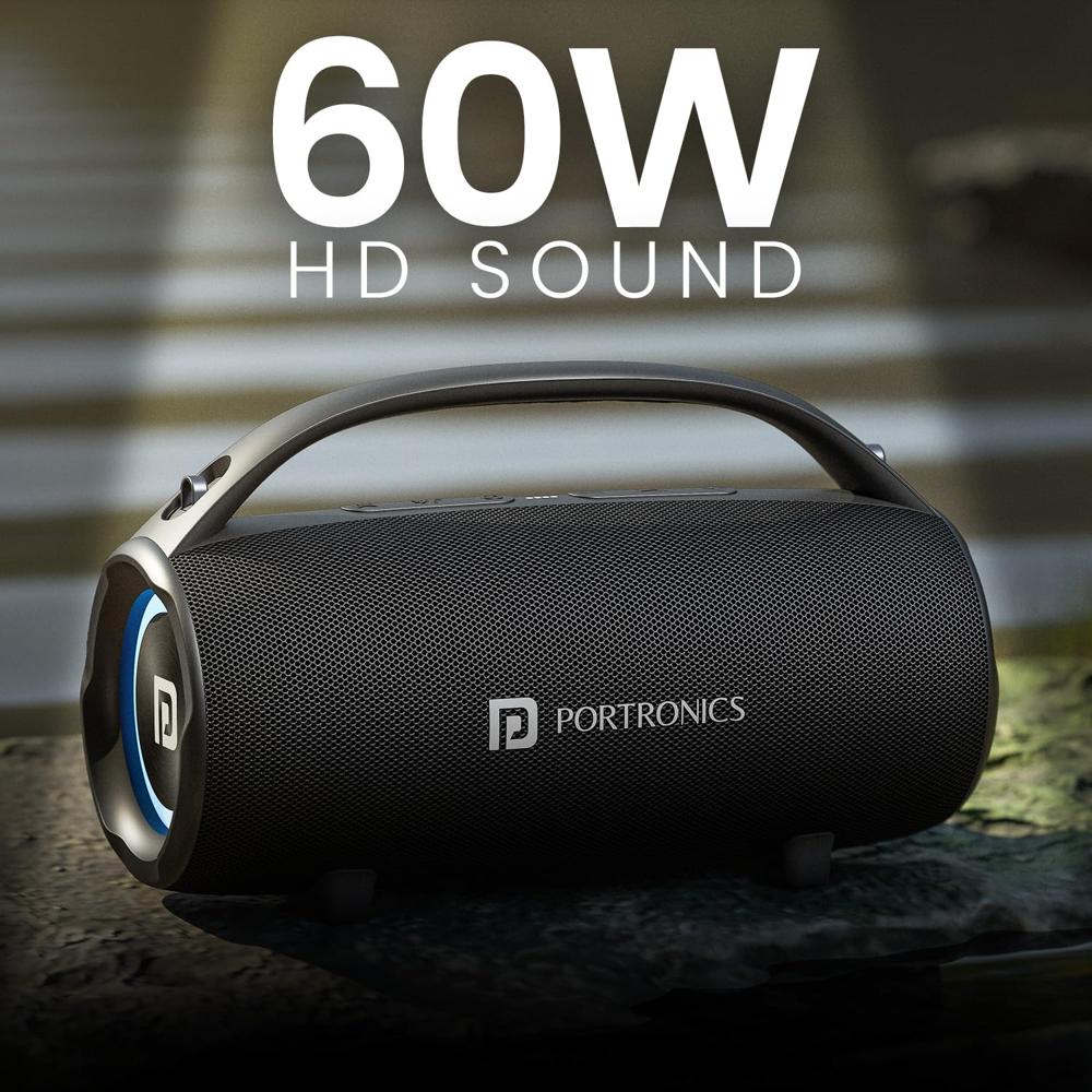 Portronics Thunder 2.0 60W Wireless Bluetooth Party Speaker with Dual Passive Radiator,