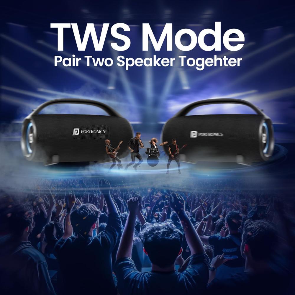 Portronics Thunder 2.0 60W Wireless Bluetooth Party Speaker with Dual Passive Radiator,