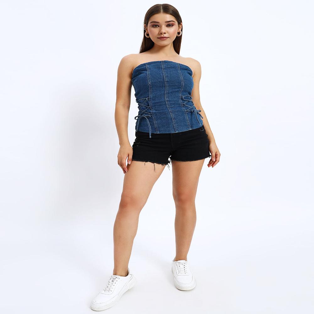 Ladies Denim Tube Knot Top
