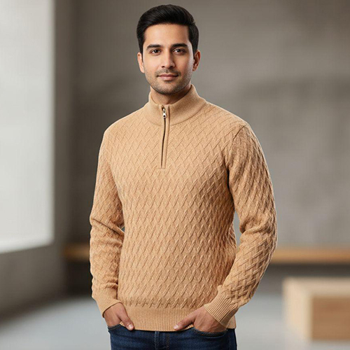 Mens Woolen Half Zip Sweater