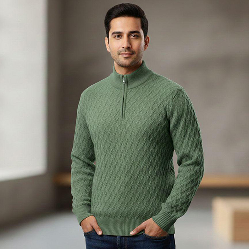 Mens Woolen Half Zip Sweater