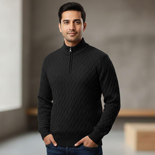 Mens Woolen Half Zip Sweater