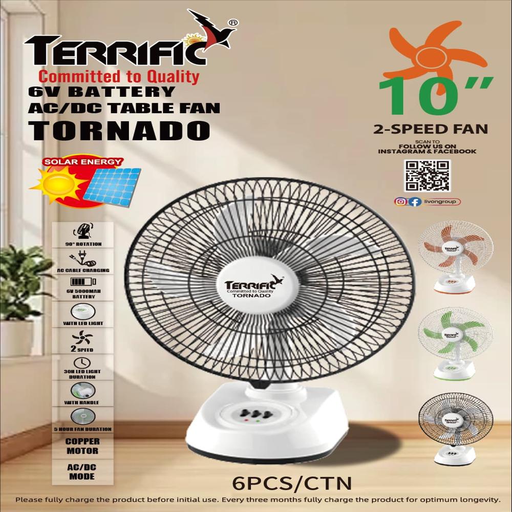 TERRIFIC RECHARGEABLE FAN AC/DC