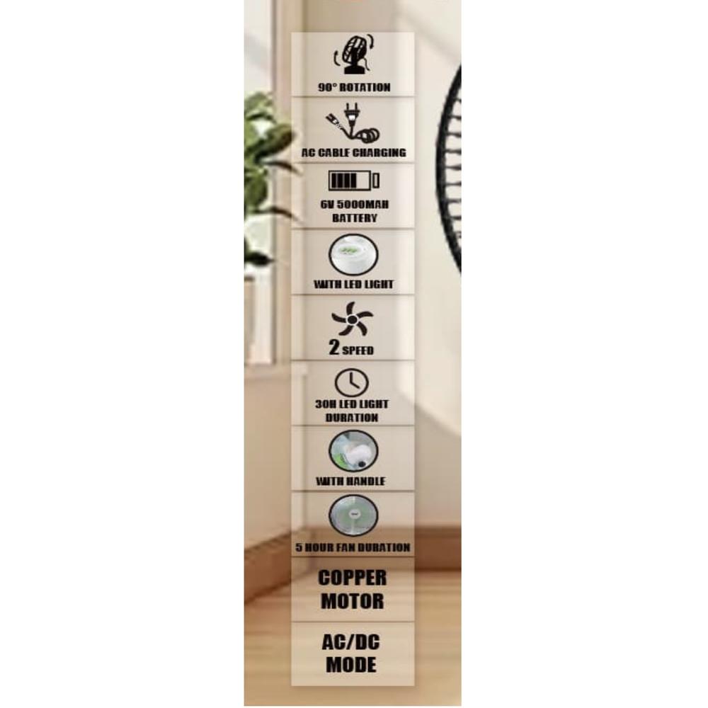 TERRIFIC RECHARGEABLE FAN AC/DC