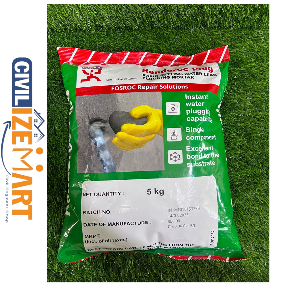 Fosroc Renderoc Plug Waterproofing Coating - Chemical Form: Cement-Based Powder Mixed With Polymer Additive
