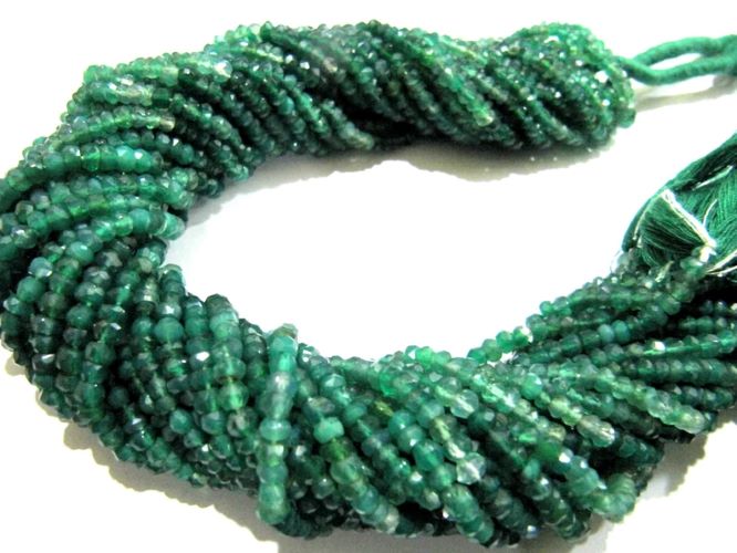 Natural Green Onyx Rondelle Faceted 3-4mm Bead Strand 13 inches long
