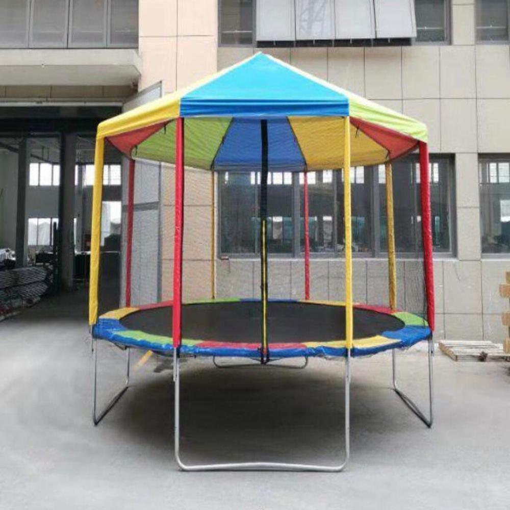 Jumping Trampoline With Canopy - Pvc Material, Various Sizes Available | Modern Style, Manual Power Source, Multiple Color Options