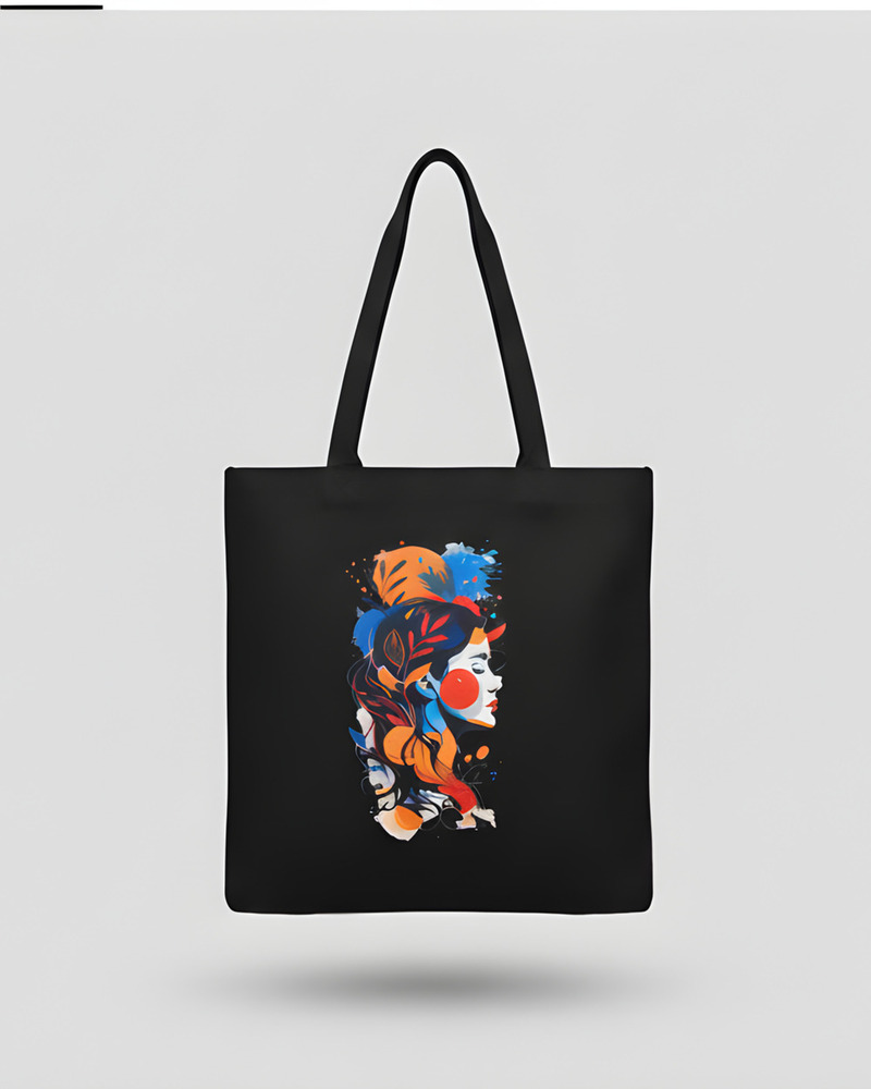 Ladies Modern Face Design Canvas Tote Bag