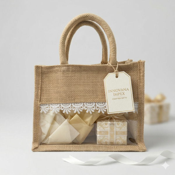 10x8x5 Inch Jute Gift Hamper Bags