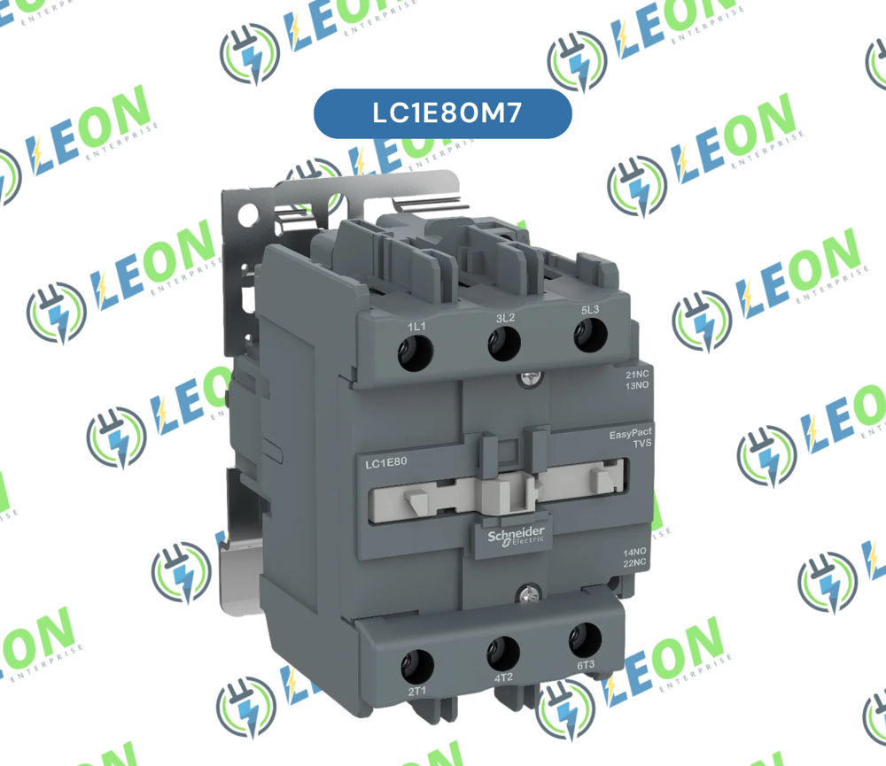 Schneider Electric Easy TeSys LC1E Power Contactor 80 A, 3 Pole, 220 V AC, 1 NO + 1 NC, AC3 Duty | LC1E80M7