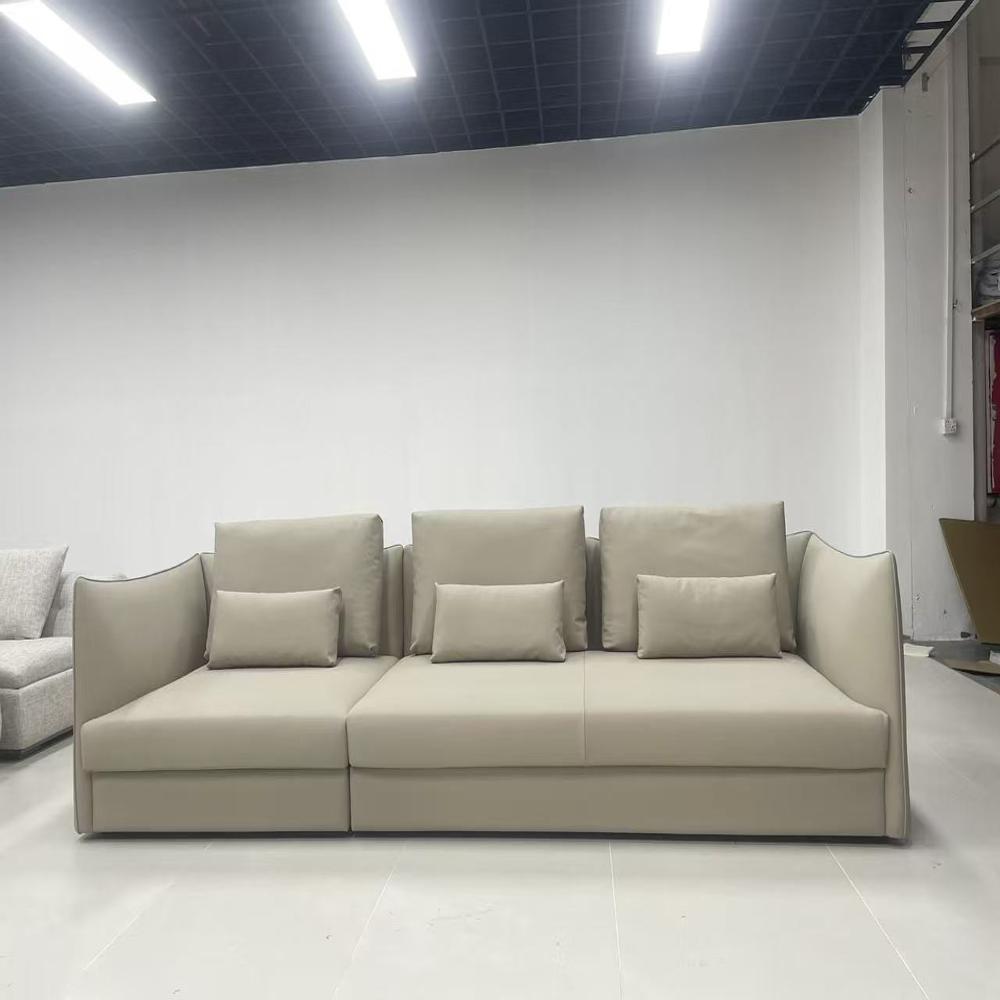 Modern L-Shaped Leather Sectional Sofa,