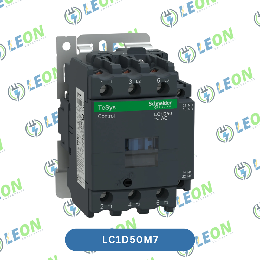 Schneider Electric TeSys Deca LC1D Power Contactor 50 A, 3 Pole, 220 V AC, 1 NO + 1 NC, AC3 Duty | LC1D50M7