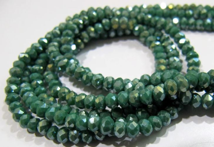 Mystic Coated Green Onyx Hydro Quartz Rondelle Faceted Size 3mm Beads Strand 13 inches long