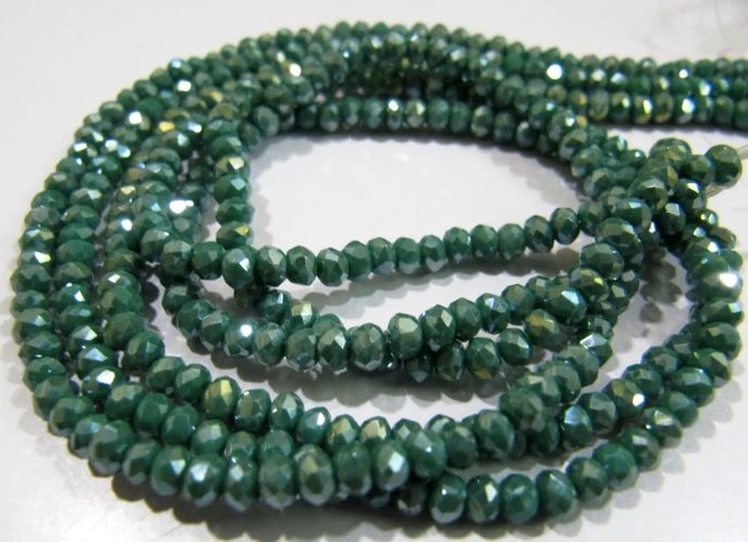 Mystic Coated Green Onyx Hydro Quartz Rondelle Faceted Size 3mm Beads Strand 13 inches long