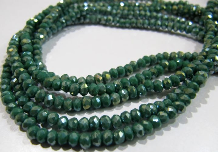 Mystic Coated Green Onyx Hydro Quartz Rondelle Faceted Size 3mm Beads Strand 13 inches long