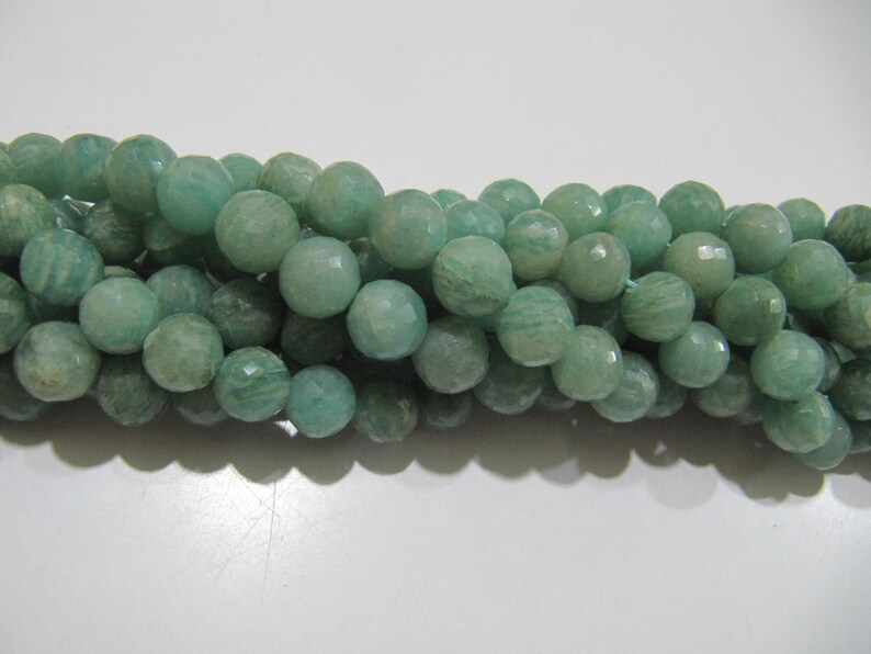 Natural Amazonite Round Faceted 8-9 mm Gemstone Beads Strand 9 inch long