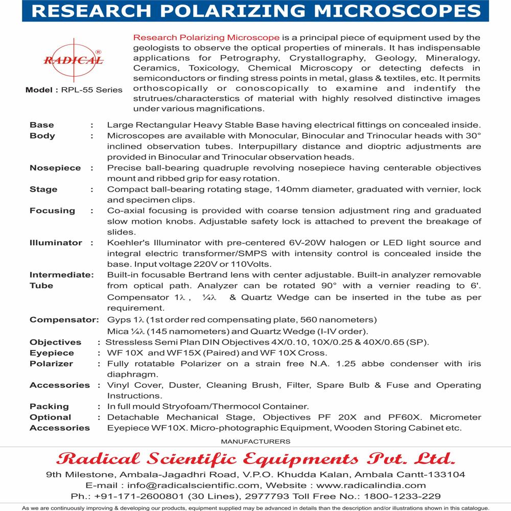 BINOCULAR RESEARCH POLARIZING MICROSCOPE RPL-55B