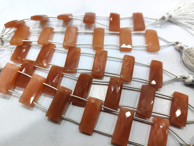 Natural Multi Gemstone Cushion Baguette Shape Briolette Faceted 10X22mm Double Drilled and of 6 Rectangle Beads