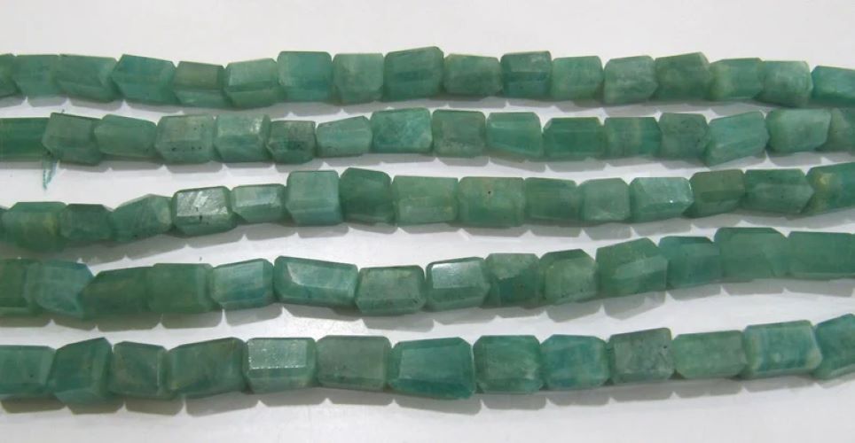 Natural Green Amazonite Nugget Shape Laser Cut Tumbled 8mm To 12mm Beads