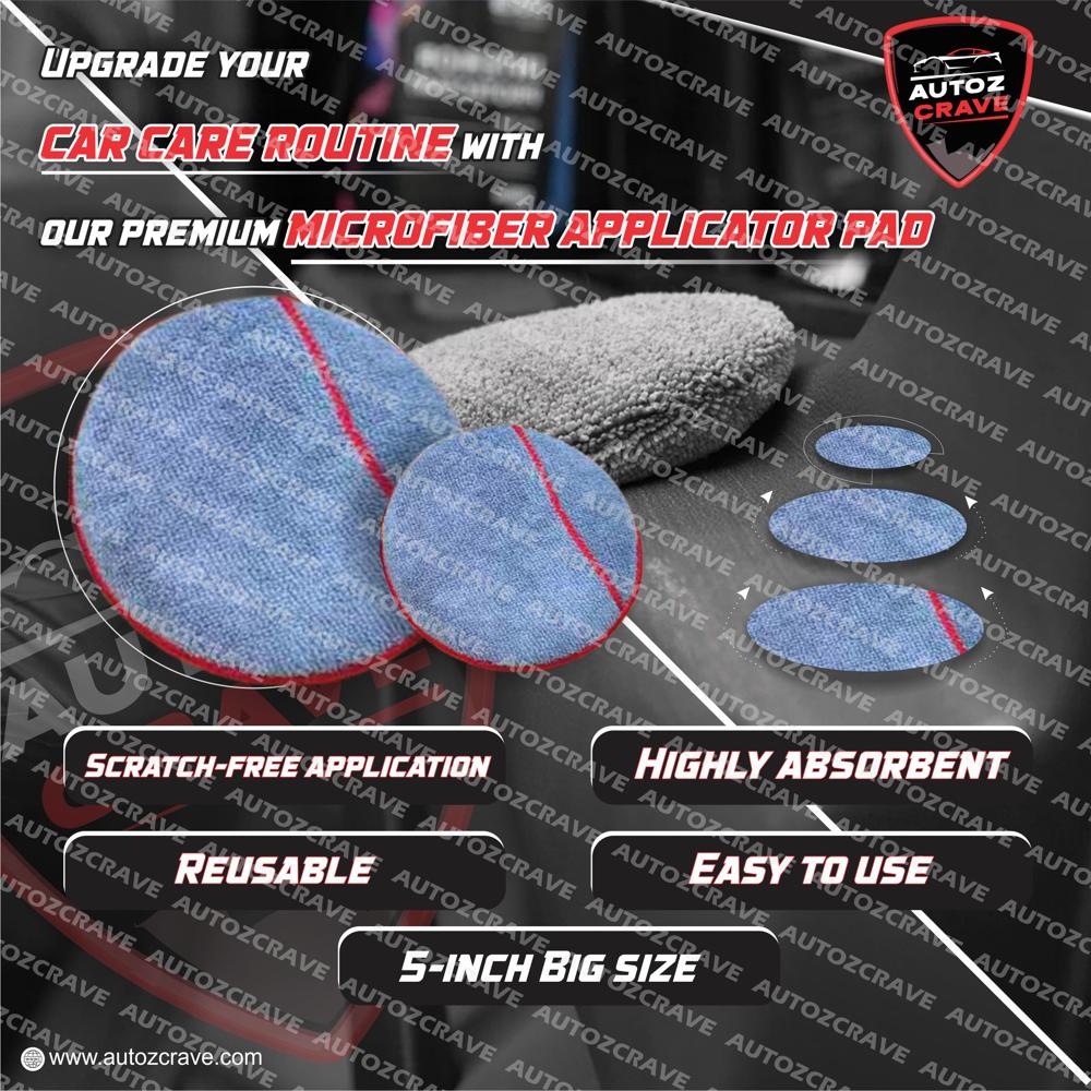 AUTOZCRAVE StrongDry Microfiber Wax Applicator Pad (5 Inch) - Car Polish & Coating Applicator