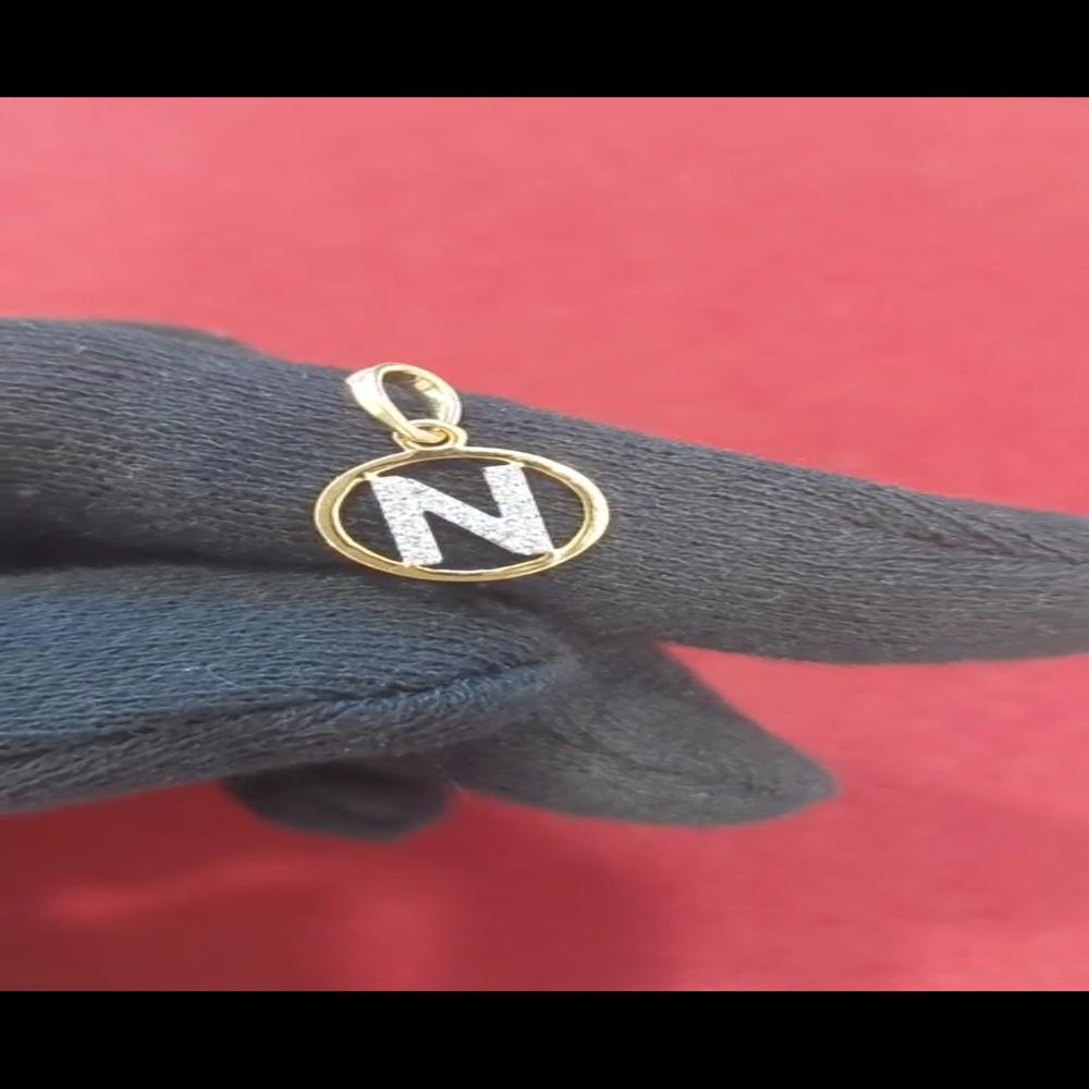 Stunning Initials M & N Alphabet Natural Diamond 18KT Yellow Gold Pendant