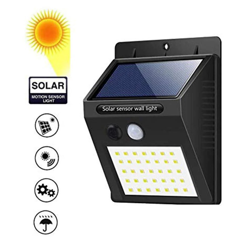 SOLAR SECURITY LED NIGHT LIGHT FOR HOME OUTDOOR / GARDEN WALL (BLACK) (20-LED LIGHTS) (0213)
