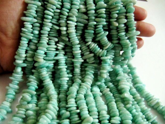Natural Amazonite Nugget Shape Flat Tumbled Plain Smooth 10mm To 15mm Beads