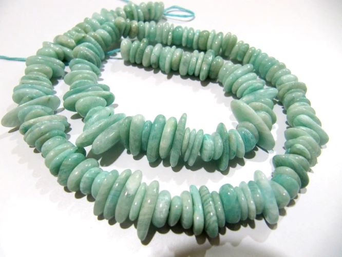 Natural Amazonite Nugget Shape Flat Tumbled Plain Smooth 10mm To 15mm Beads
