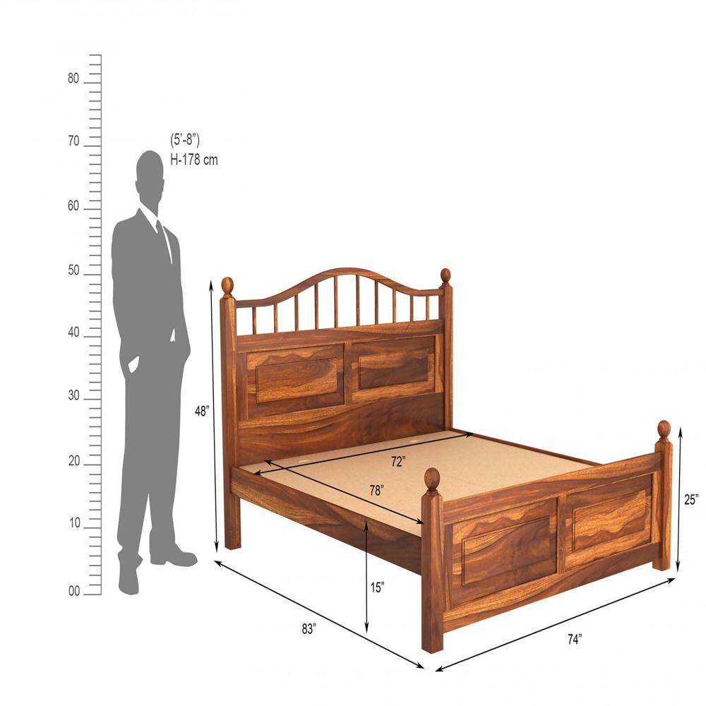 Adams Queen Size Bed Without Storage - Color: Brown