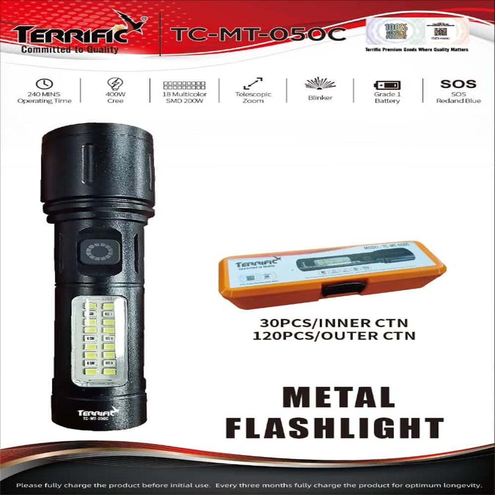 TERRIFIC RECHARGEABLE FLASH LIGHT TC-MT-050C