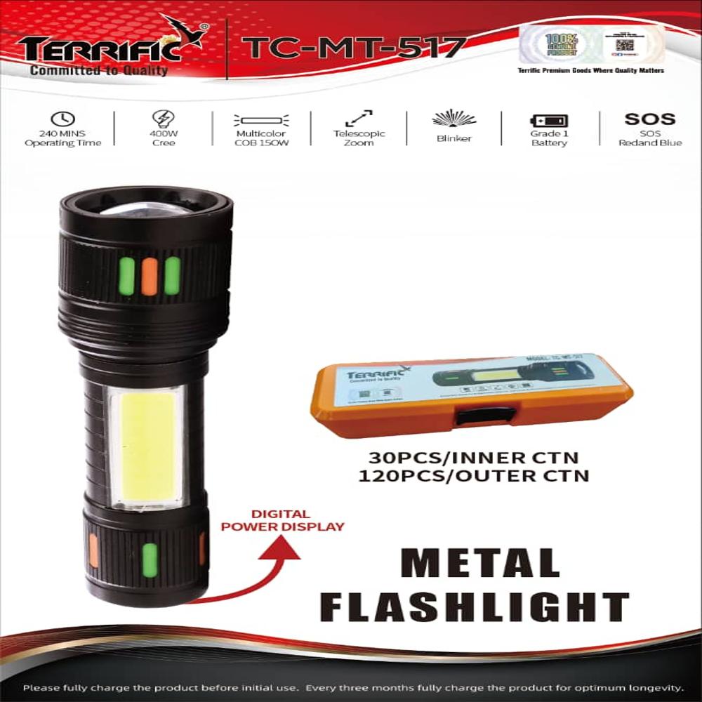 TERRIFIC RECHARGEABLE FLASH LIGHT TC-MT-517