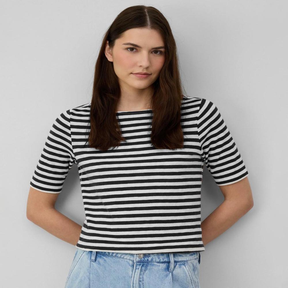 W13501 s.Oliver Ladies Striped Boat Neck T-Shirt
