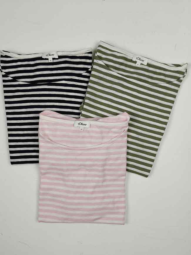 W13501 s.Oliver Ladies Striped Boat Neck T-Shirt