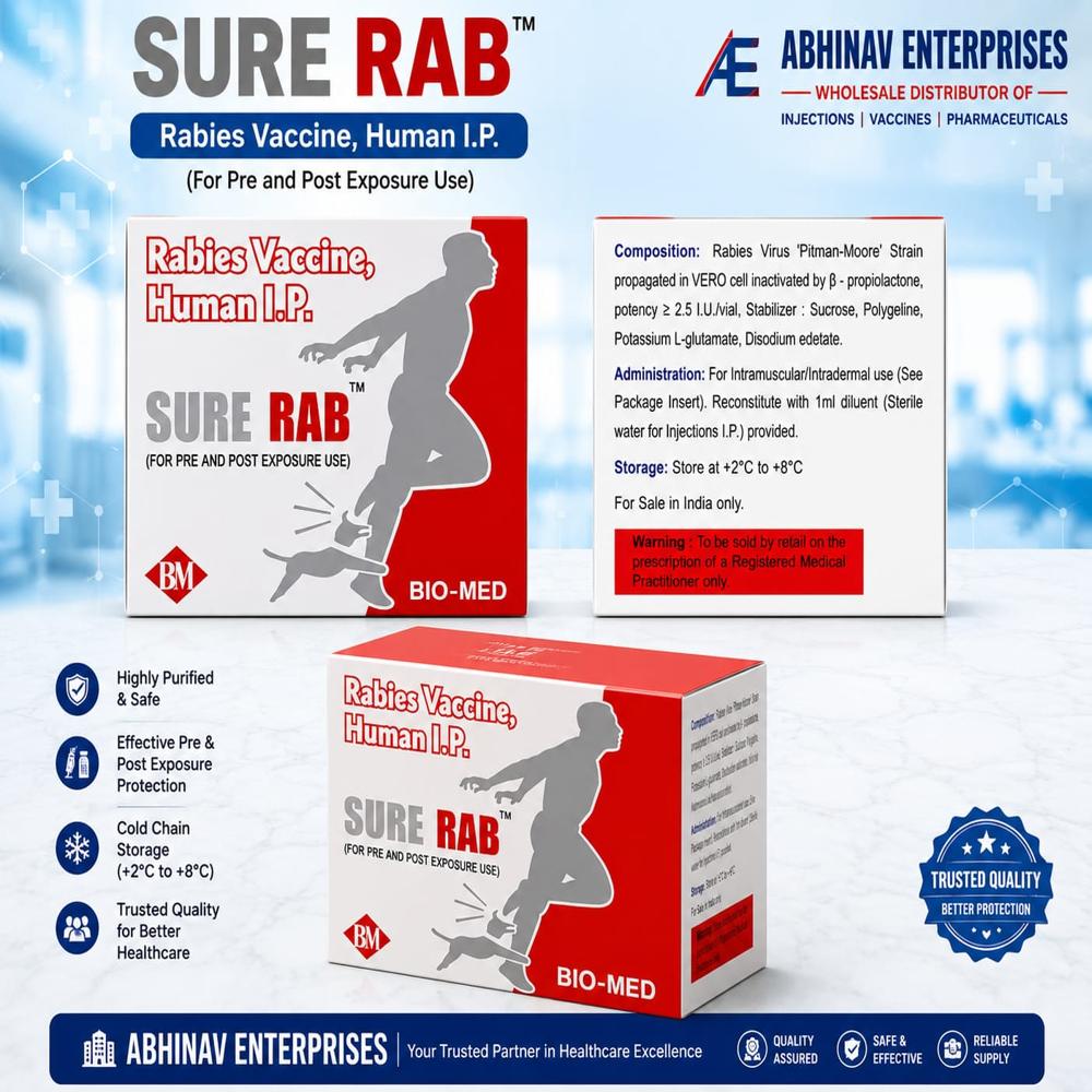 Sure Rab Anti Rabies Vaccine Injection | Human Rabies Vaccine | Ip Standard - Age Group: Adult And Pediatric