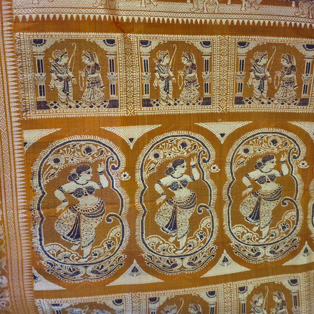 Golden rust Minakari Baluchari saree