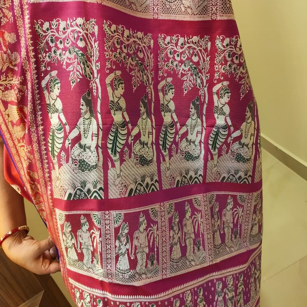 Purple Magenta Minakari Baluchari Saree - Gender: Female